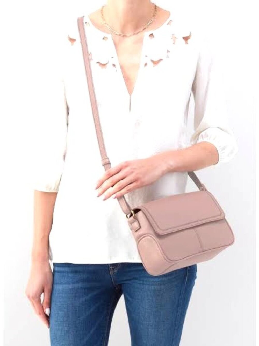 Hobo AUTRY Cream Leather Crossbody Bag